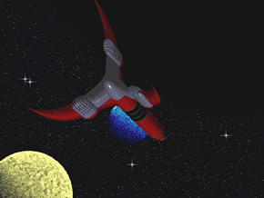A 3-D computer-modelled image of the Cryptos ship from "The Man From Nowhere" story