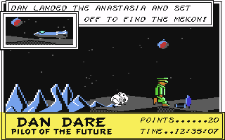 A screenshot from the first Dan Dare C64 game