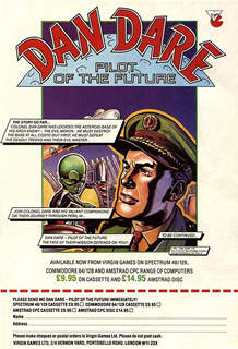 The advertising poster for the first Dan Dare C64 game (Click here to see a larger version)
